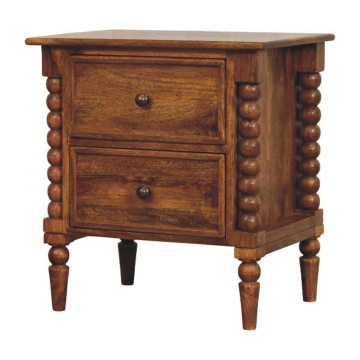 Spindle Leg Amber Oak Nightstand