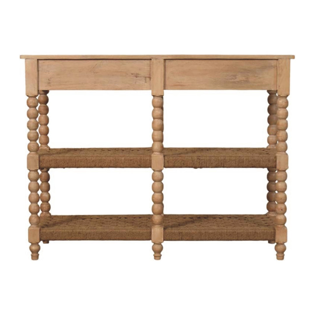 Savoy Bobbin Console with Jute Shelves