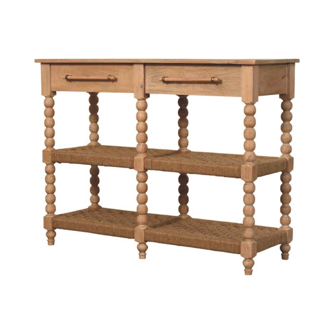 Savoy Bobbin Console with Jute Shelves