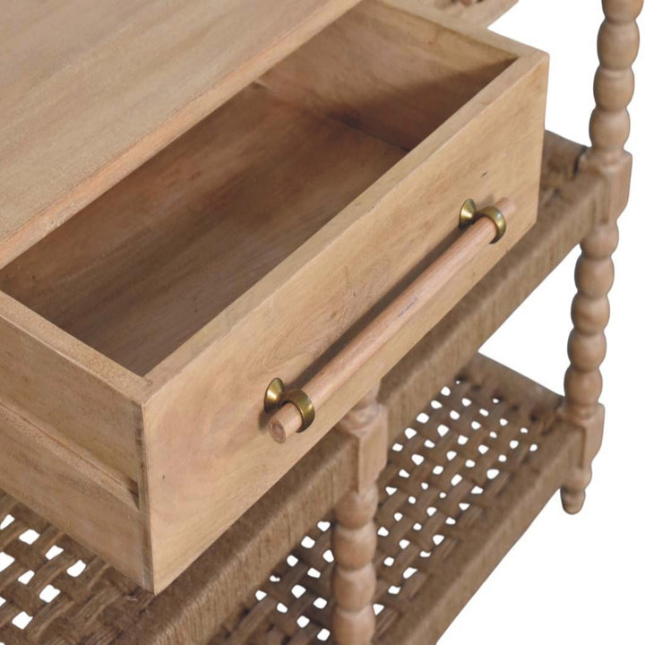 Savoy Bobbin Console with Jute Shelves