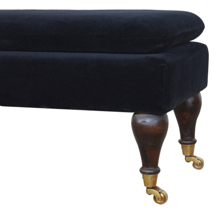 Black Velvet Castor Bench