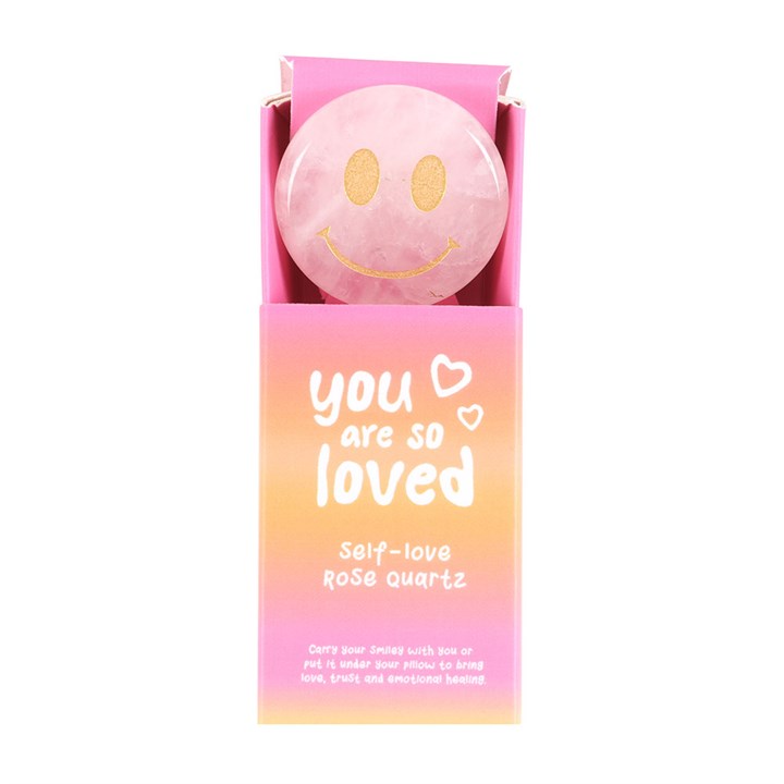 *You Are Loved Rose Quartz Happy Face Crystal (12/96)