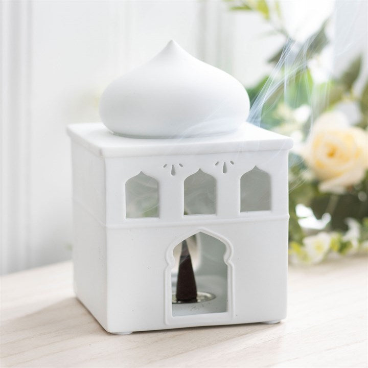 *Off White Gloss Mosque Ceramic Oil Burner (12/48)