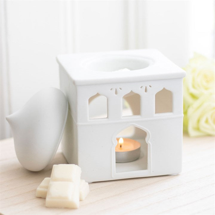 *Off White Gloss Mosque Ceramic Oil Burner (12/48)