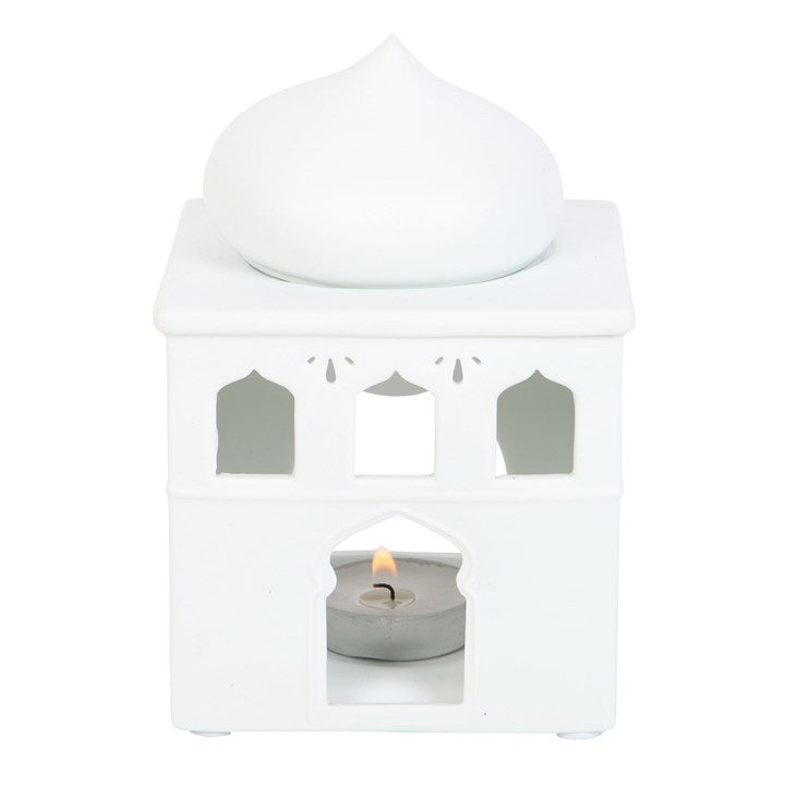 *Off White Gloss Mosque Ceramic Oil Burner (12/48)