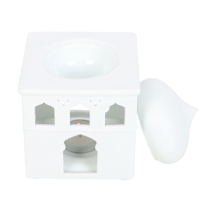 *Off White Gloss Mosque Ceramic Oil Burner (12/48)