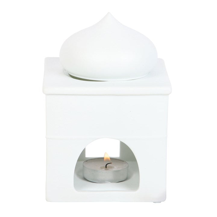 *Off White Gloss Mosque Ceramic Oil Burner (12/48)