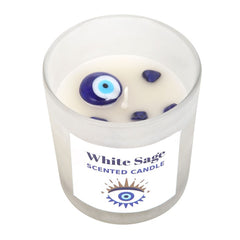 *All Seeing Eye White Sage Protection Charm Candle in Glass Pot (4/20)