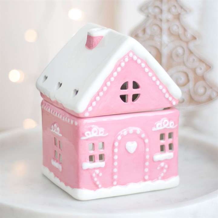 *Pink Gingerbread House Ceramic Oil Burner (6/12)