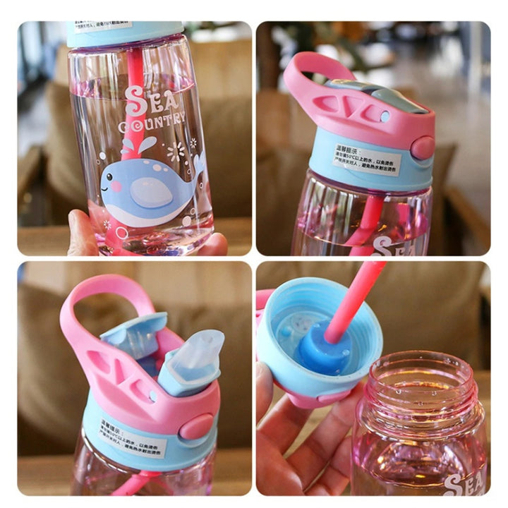 Creative Cartoon Kids Sippy Cup - Spill Proof Water Bottle with Straw