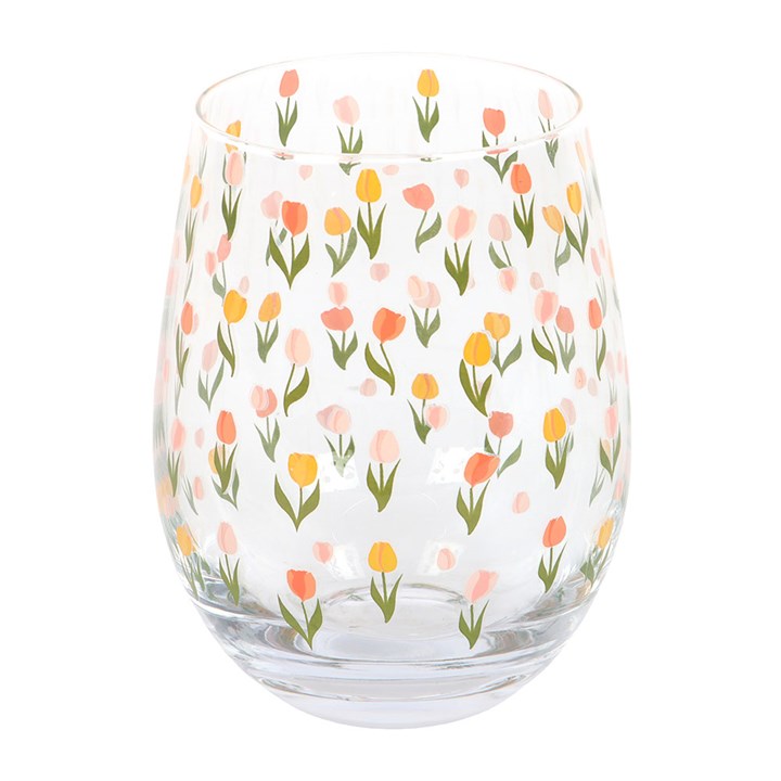 Tulip Print Stemless Glass