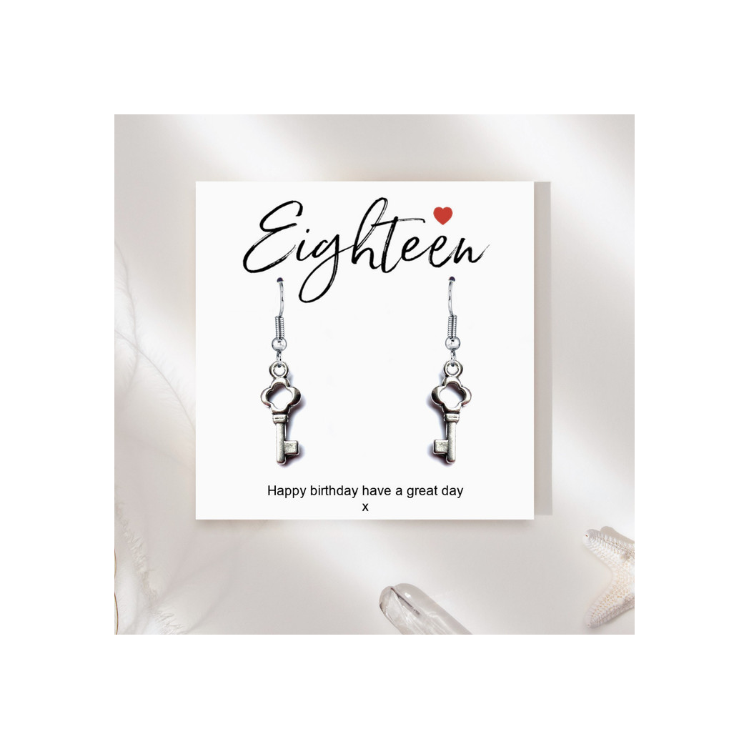 18th Birthday Earrings & Message Card