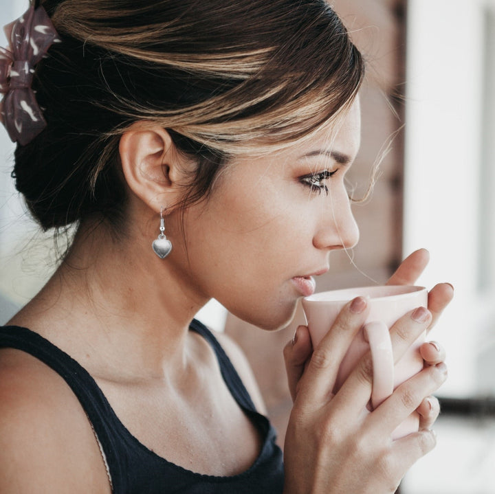 Small Merry Christmas Gift Hamper - Silver Heart Drop Earrings, Chocolates & Candle