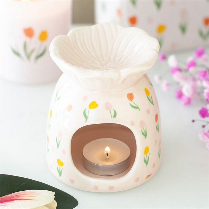 Tulip Print Oil Burner and Wax Warmer