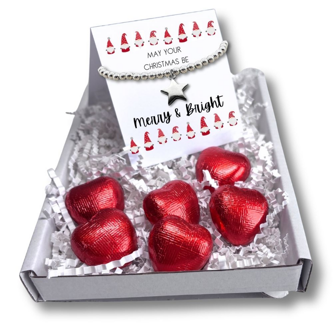 Merry & Bright Christmas Mini Gift Hamper & Silver Star Bracelet