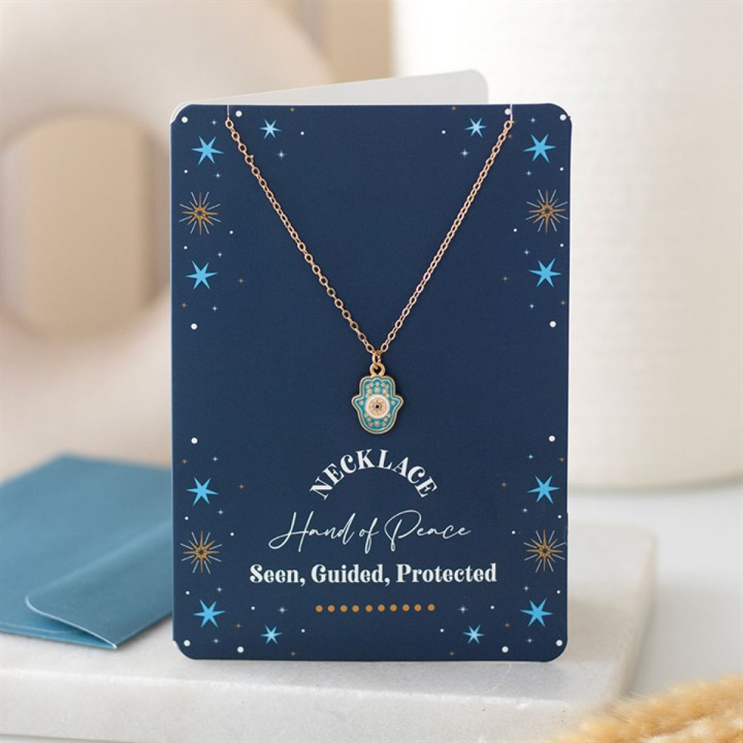 Hand of Hamsa Necklace on Greeting Card