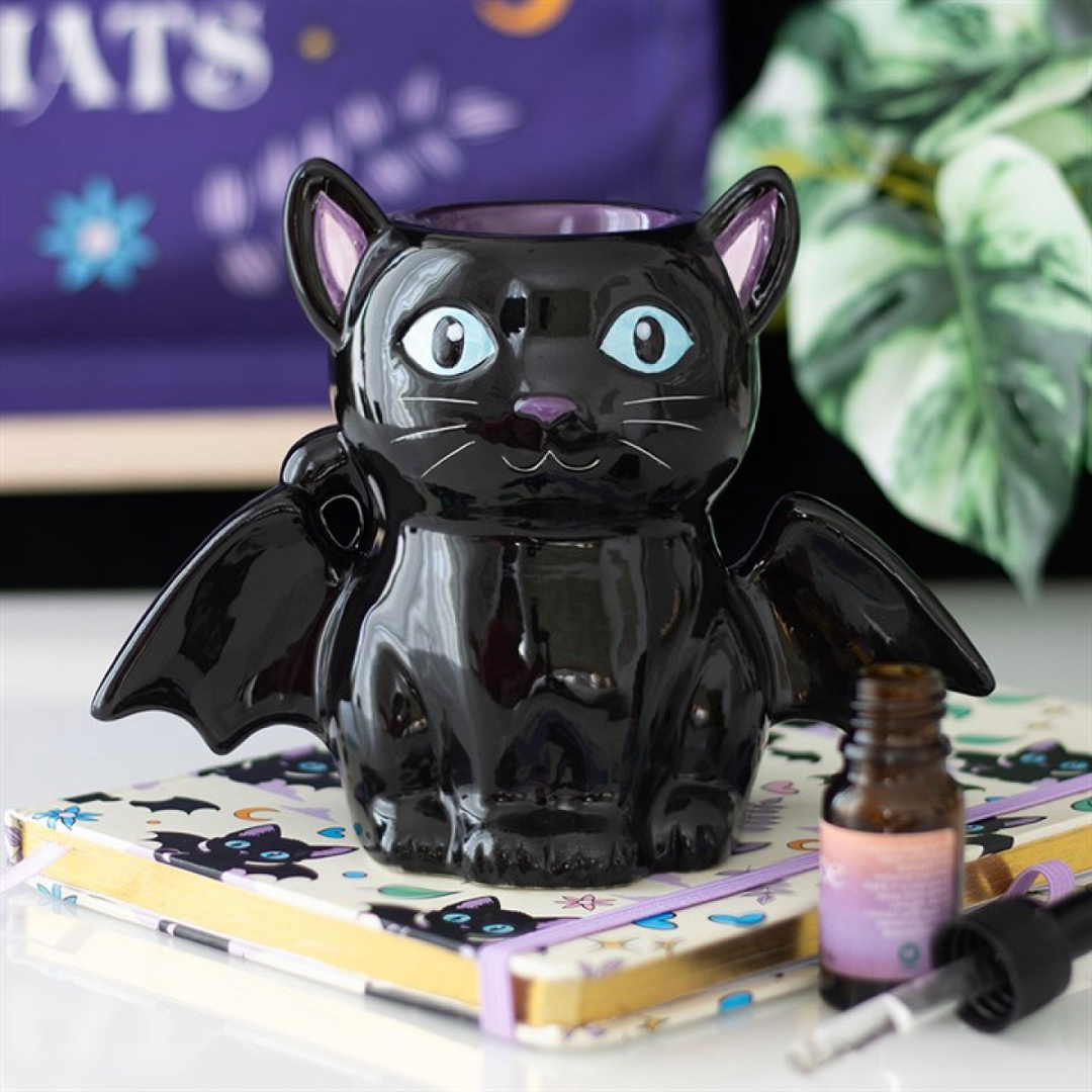 *Cute and Creepy Bat Cat Shaped Ceramic Oil Burner and Wax Warmer(12/24)