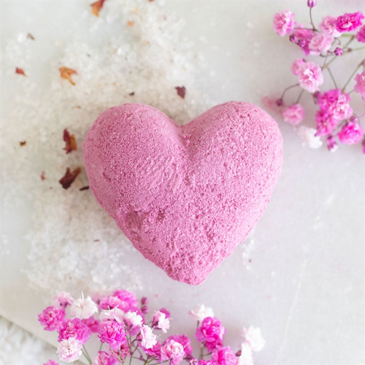 Love Yourself Heart-Shaped Cherry Bath Bomb