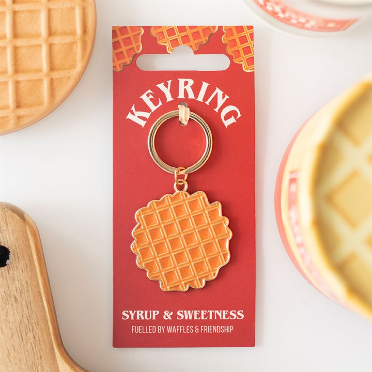 Waffle Keyring | Novelty Food Keyring | Klevaro UK