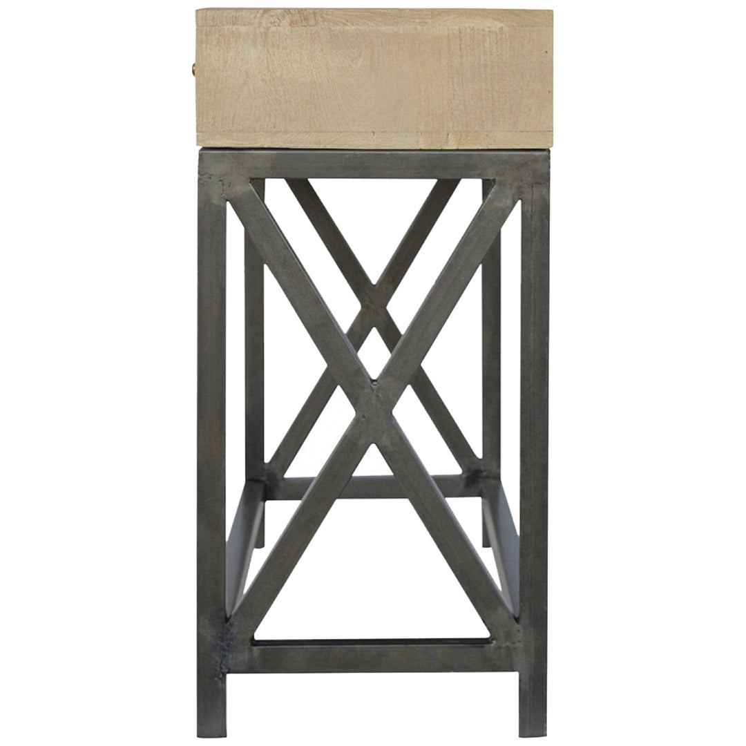Mango Wood Metal Base Console Table