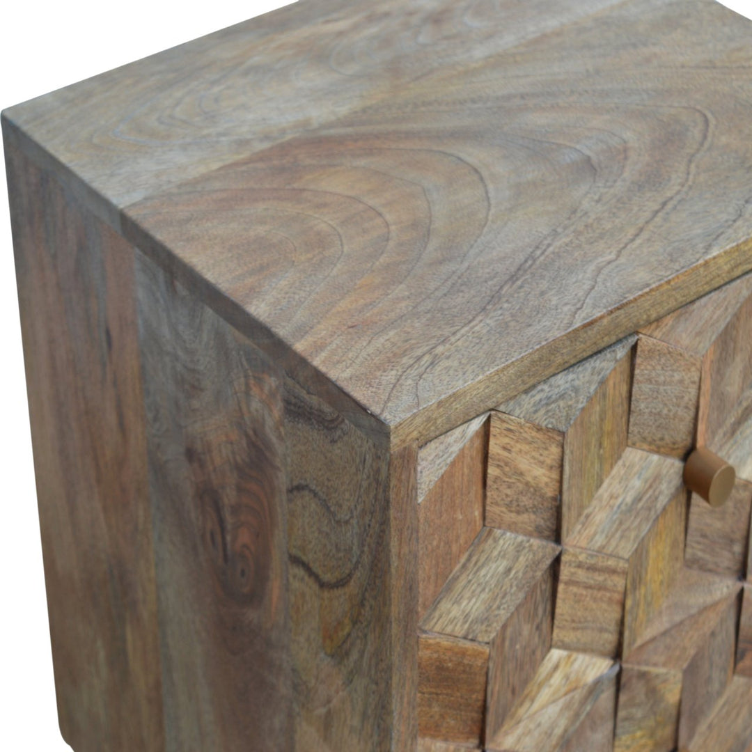 Cube Carved 2 Drawer Bedside