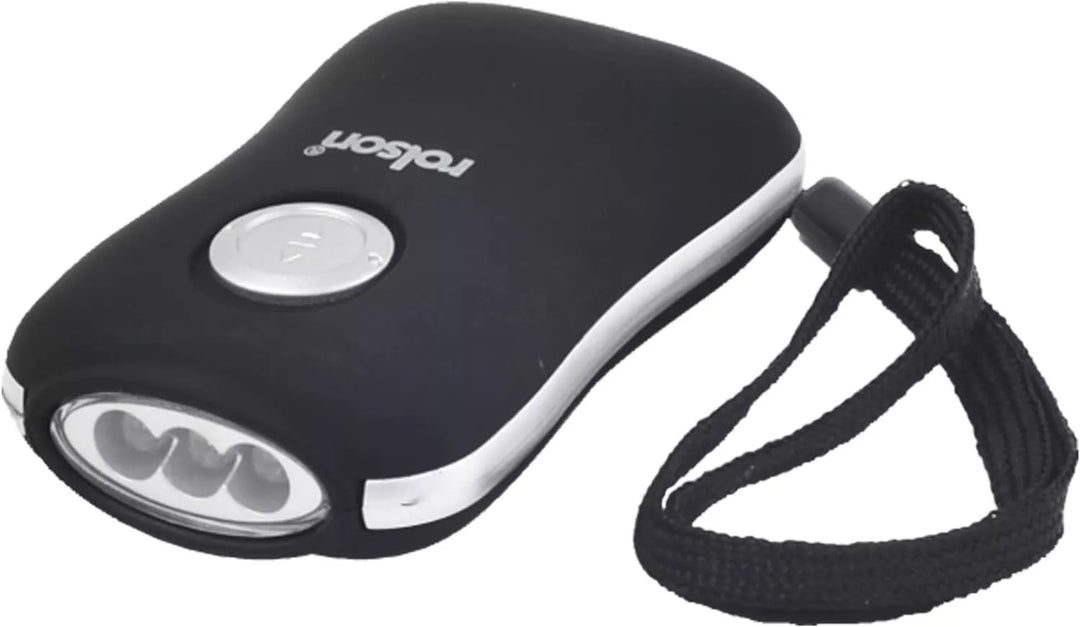 3 LED Dyno Wind-Up Torch by Rolson (61703) - Battery-Free Hand Crank Flashlight for Camping, Car & Emergency Use